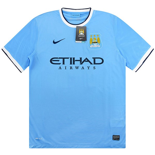 Heimtrikot Thailand Manchester City Retro 2013 2014 Blau Günstige Fußballtrikots